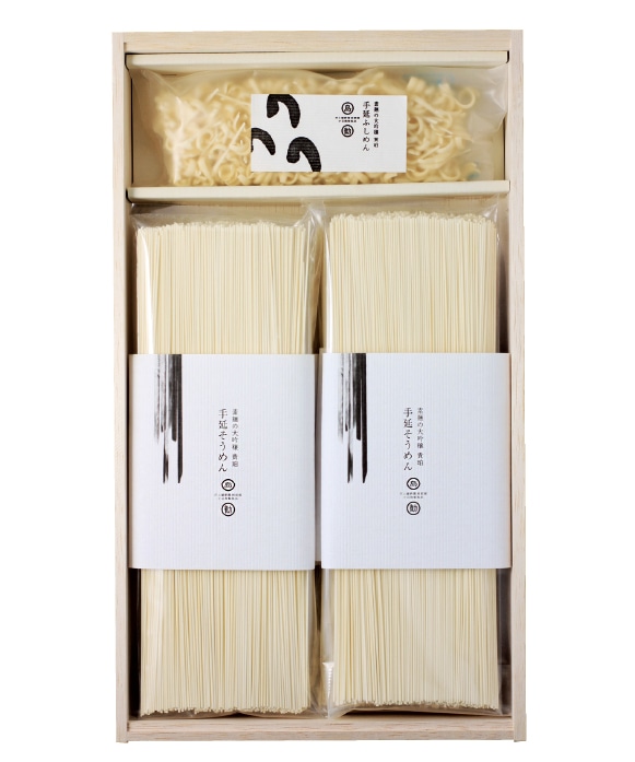 素麺の大吟穣「貴珀」特級(国産小麦100%) 1.2kg箱+ふし80g付(木箱入り)